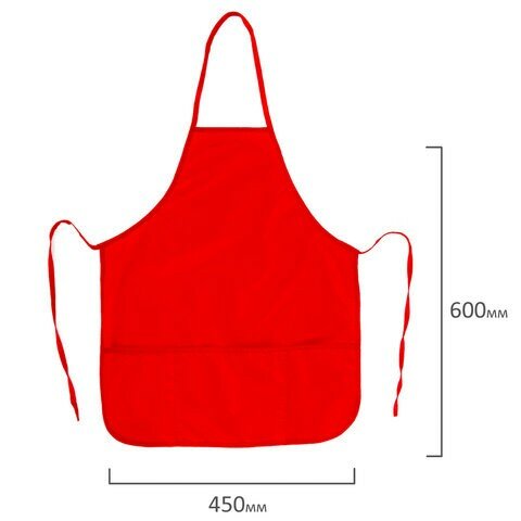 Накидка фартук с нарукавниками для труда пифагор, 3 кармана, увеличенный размер, 45x60 см, красный, 228362