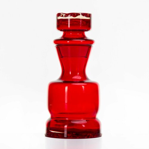 Штоф рубинового цвета с рельефным дном и пробкой, Красный май (?), цветное стекло