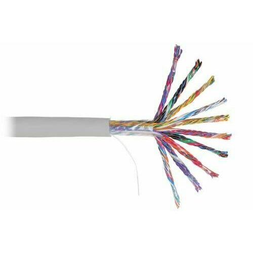 Кабель витая пара U/UTP 5e кат. 50 пар ITK LC1-C5E50-111(м) 24AWG solid, PVC, (м), серый кабель витая пара u utp кат 6 4х2х23awg solid cu lszh сер м itk lc1 c604 121