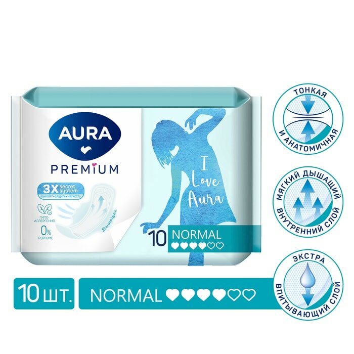 Прокладки гигиенические Aura Premium Normal 10шт