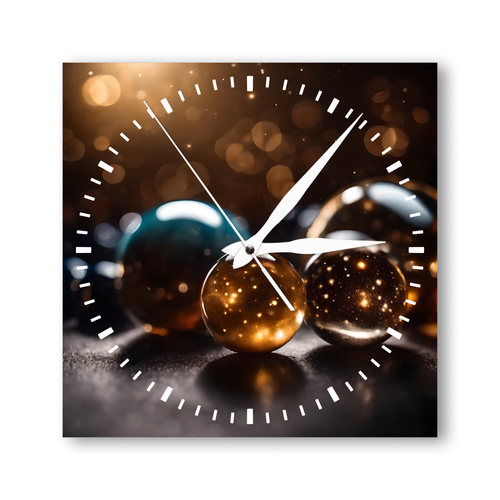 Деревянные настенные часы с УФ принтом 28см, бесшумные кварцевые интерьерные часы без стекла, открытые стрелки, магические шары
