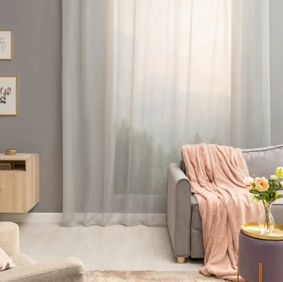 Тюль на ленте Inspire Polyone 300x280 см цвет серый Granit 5