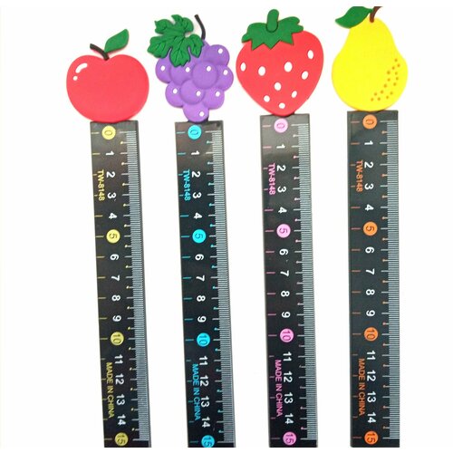 Линейка 15см Фрукты пластик ассорти - 4 шт 370₽