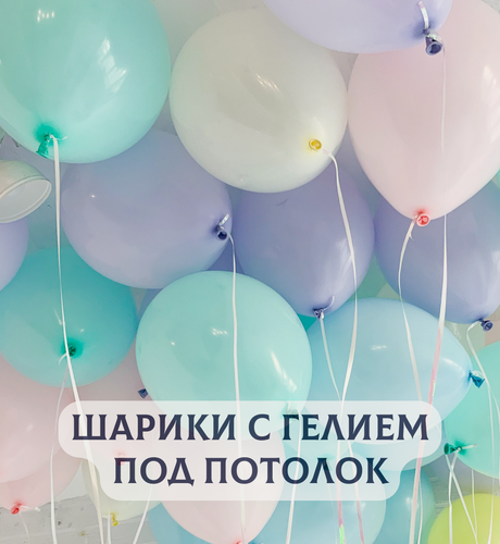 Изображение товара Воздушные шары с гелием под потолок "Нежные макарунсы" 5 шт.