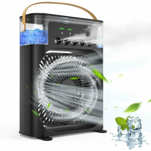Вентилятор настольный с функцией кондиционера портативный вентилятор увлажнитель воздуха с разноцветной подсветкой охладитель черный 98700₽