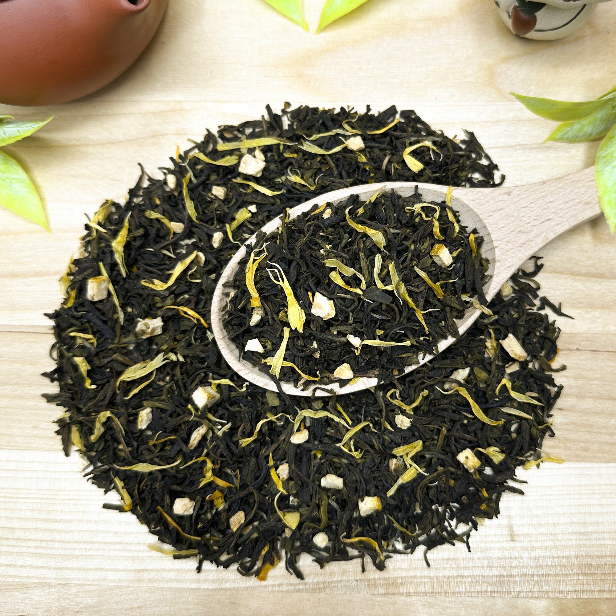 Китайский Зеленый чай с имбирем, лимоном и апельсином Имбирь-Мед Полезный чай / HEALTHY TEA, 100 г