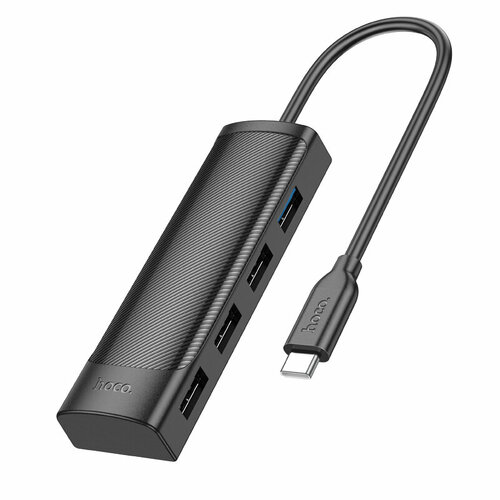 USB Хаб (HB41) с 1 Type-C на 1 USB 3.0 + 3 USB 2.0, HOCO, L=0.2M черный