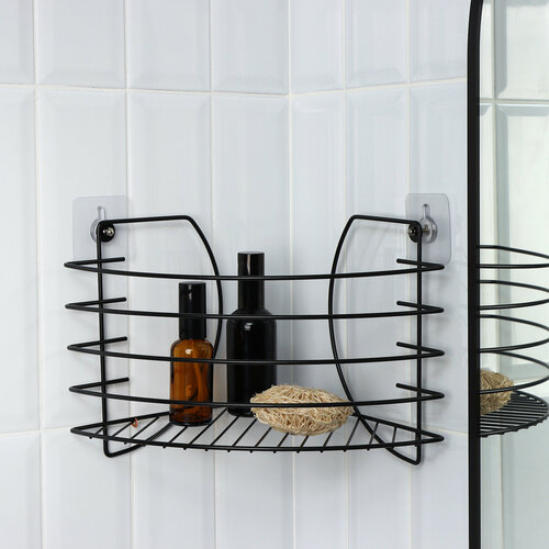 Полка угловая для ванной с высоким бортом 225225205 см металл цвет черный 727₽