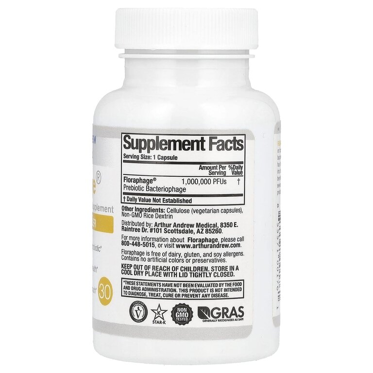 Картинки Floraphage, фаговый пробиотик, мультипликатор, Arthur Andrew Medical, 30 капсул