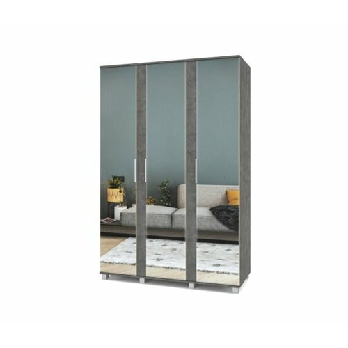 Модерн Шкаф 3-х ств 3 зеркала Дарина П33 камень темный 27730₽