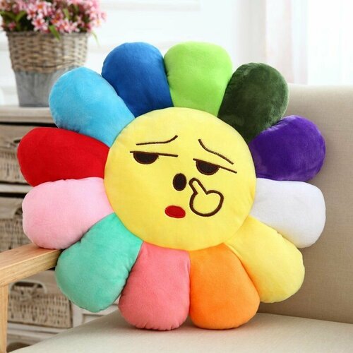 Мягкая плюшевая подушка - смайлик, подушка радуга 40 см