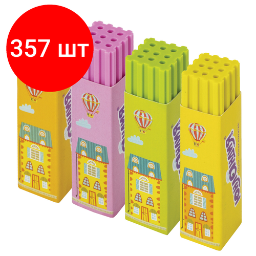 Комплект 357 шт Ластик юнландия Башенки 64х15х15 мм цвет ассорти картонный держатель 228719 4784₽