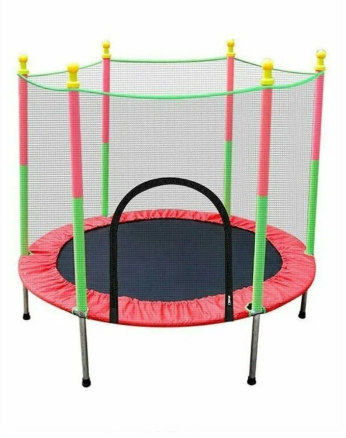 фото Батут детский с сеткой, красно-зеленый, 1.4 м