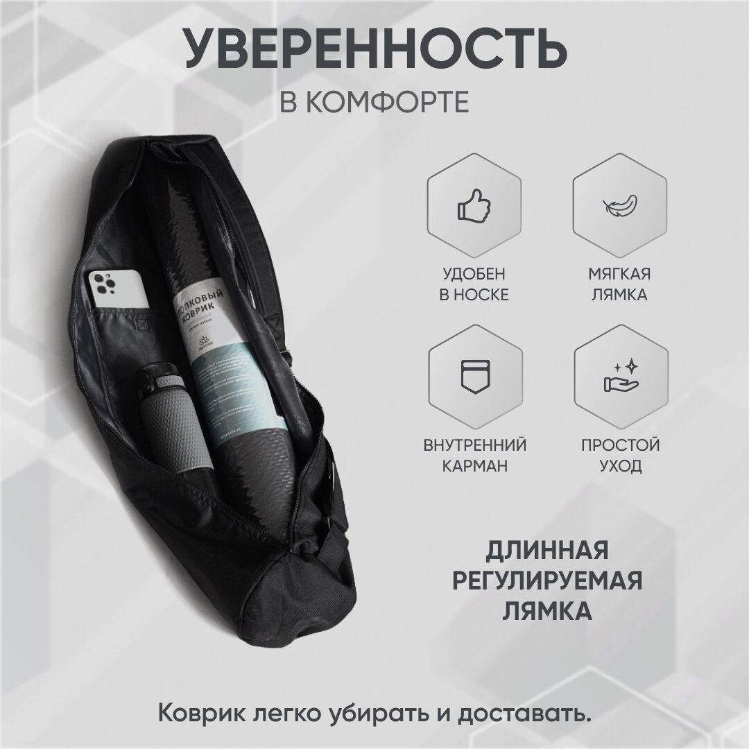 Сумка-чехол для коврика для йоги, фитнеса Арт Йогаматик черная — фото 1