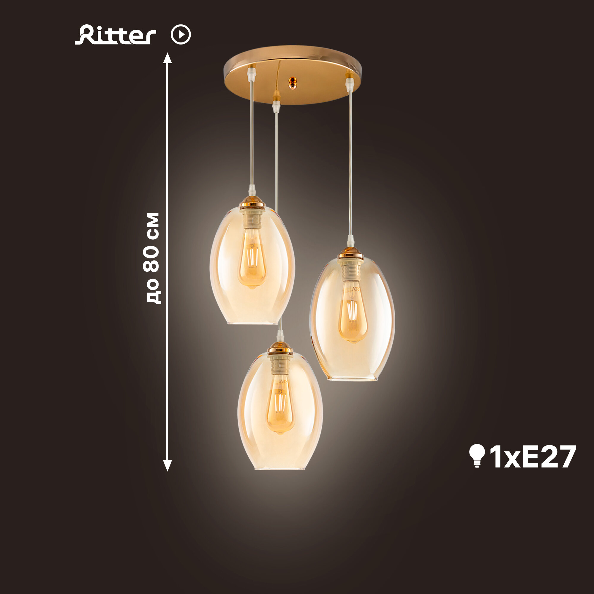 фото Потолочная люстра FORLI 3хE27х60Вт Ritter 52535 6