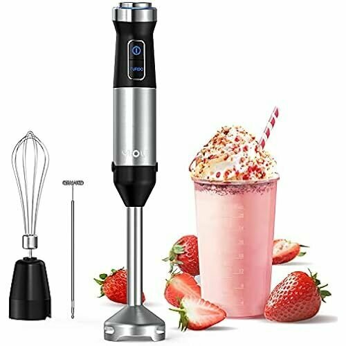 Погружной миксер YIOU ручной блендер Ultra Stick блендер с регулируемой скоростью 500 Вт сверхмощный медный двигатель матовая нержавеющая сталь 304 для супов соусов и смузи набор глянцевый черный 1536100₽