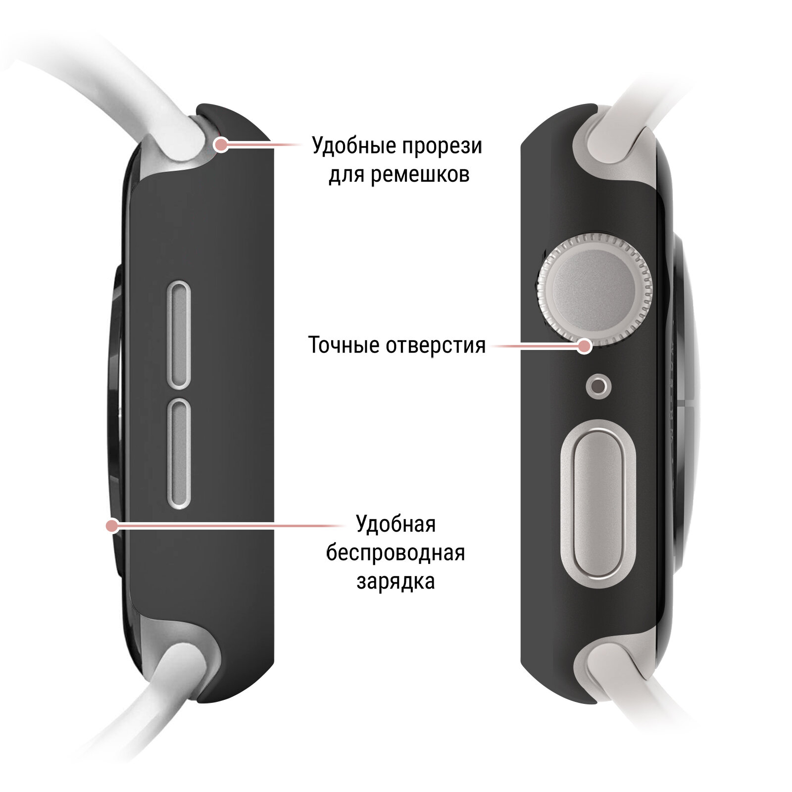 Чехол Luckroute на смарт часы Apple Watch 7/8/9 c диагональю 45 мм - Противоударный тонкий бампер с защитой от повреждений, грязи и отпечатков — фото 1