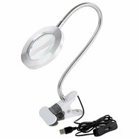 Лупа настольная на прищепке с LED подсветкой, диаметр 75 мм, увеличение 3, BRAUBERG, 455931