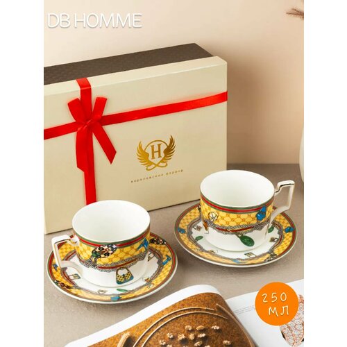 Чайная пара, кружка керамическая с блюдцем, набор 2 шт