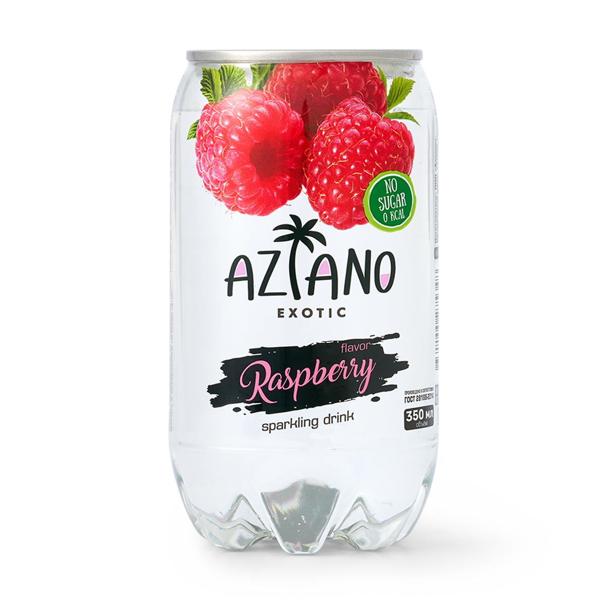 Напиток Aziano "Малина", без сахара, газированный, 0,35 л, пластиковый стакан