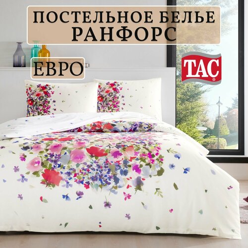 Постельное белье Евро Ранфорс Tac Holmes, Турция, Наволочки 50х70 красный, размер евростандарт