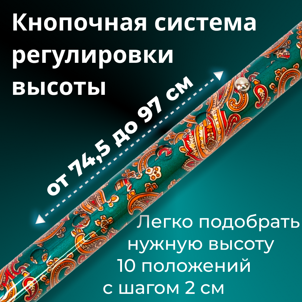 Картинки Трость телескопическая с прямой пластмассовой ручкой с устройством против скольжения Затвор ТР1(ПР)(Весенний сад)