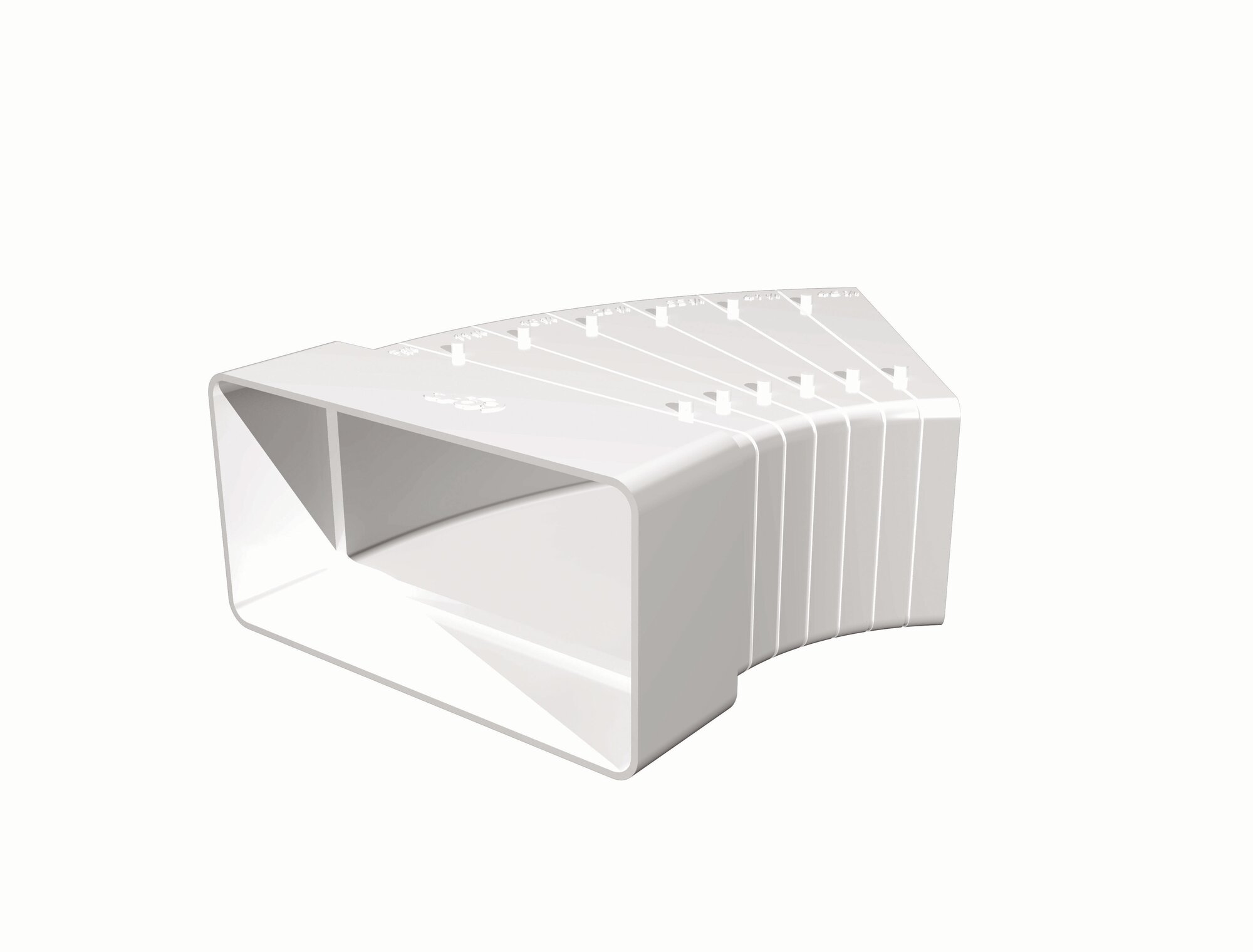 Колено воздуховода ERA разноугловое горизонтальное пластиковое 60х204 мм