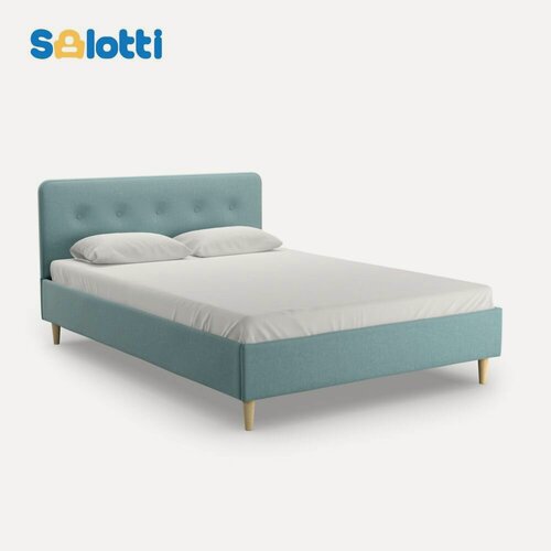 Изображение товара Кровать 140x200 двуспальная с кроватным основанием Salotti дримс 140 велюр Тако светло-бирюзовый