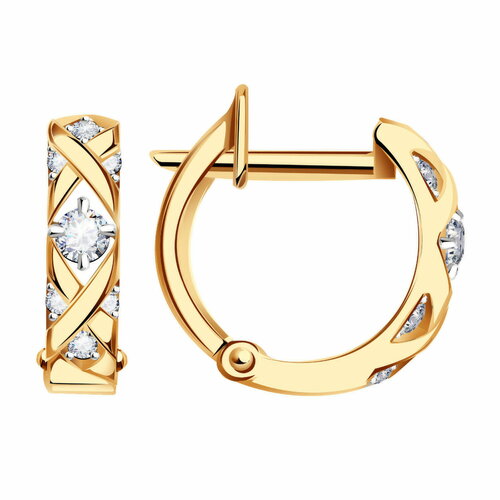 Серьги Diamant online, красное золото, 585 проба, длина 1.4 см, , прозрачный