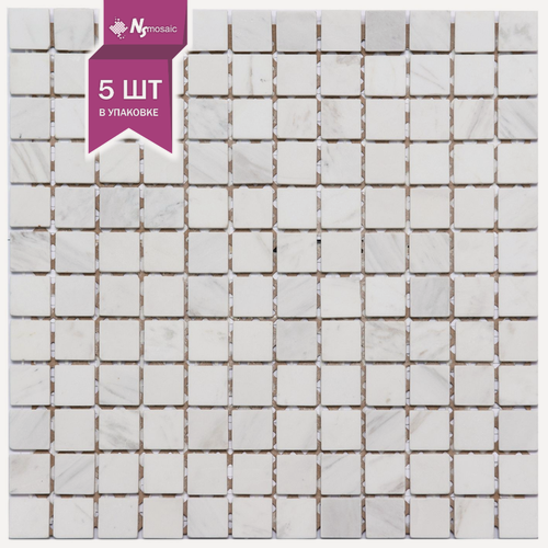 Изображение товара Мозаика из мрамора NSmosaic K 733, белая/серая полированная, 298х298 мм, упаковка 5 шт