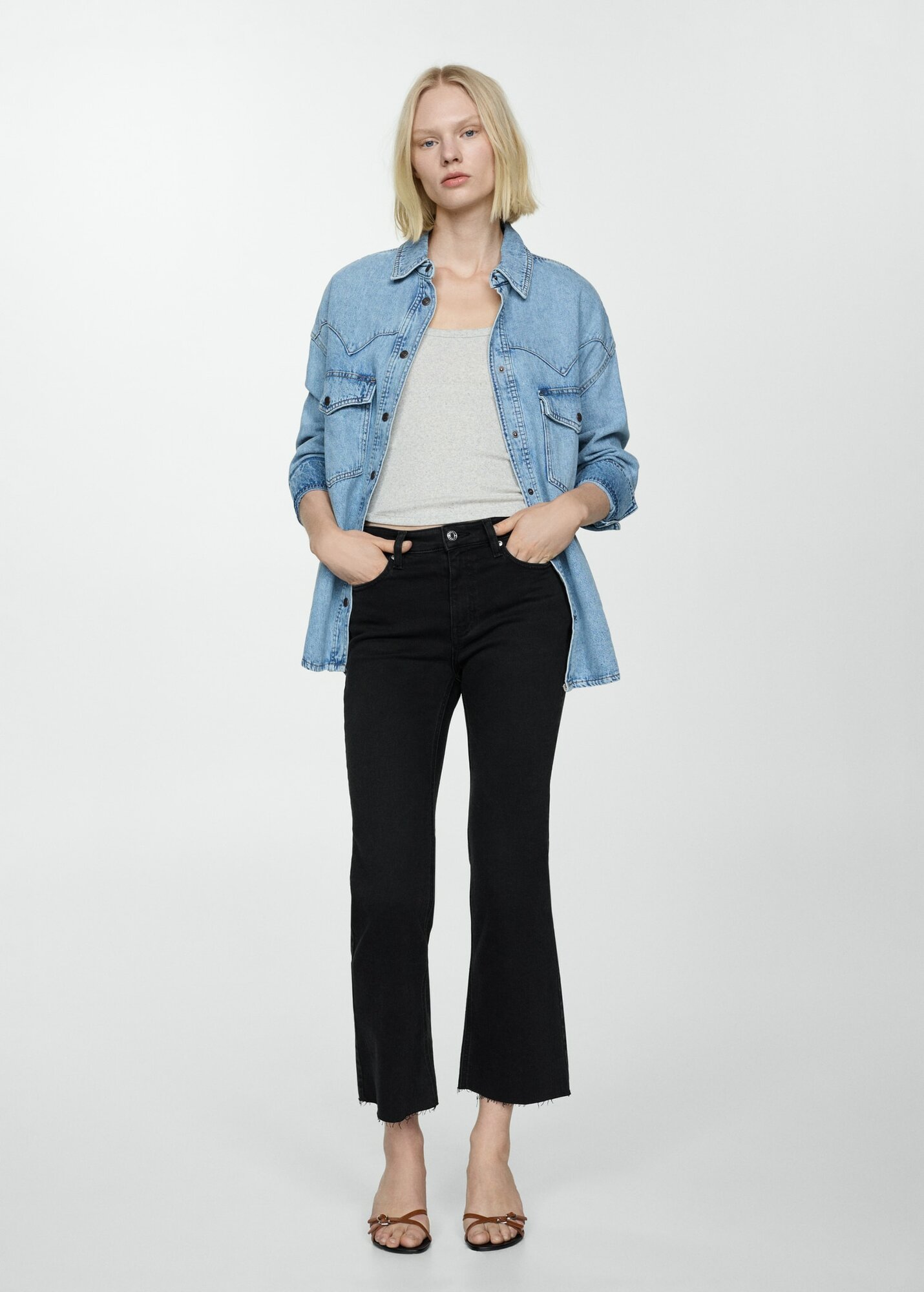Джинсы MANGO Outlet SIENNA, размер 38 EU, Черный деним