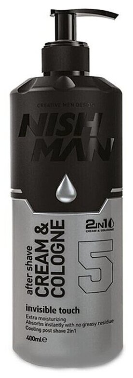 NISHMAN 05 AFTER SHAVE CREAM + COLOGNE 2in1 (INVISIBLE TOUCH) 200 ML Крем 2в1 после бритья — фото 1