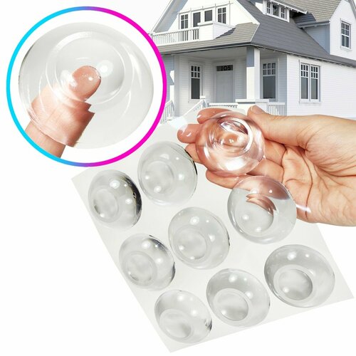 Силиконовые накладки-демпферы самоклеящиеся для мебели стопперы для дверей прозрачные диаметр 50 мм толщина 12 мм 9 штук в наборе belais 22726 828₽