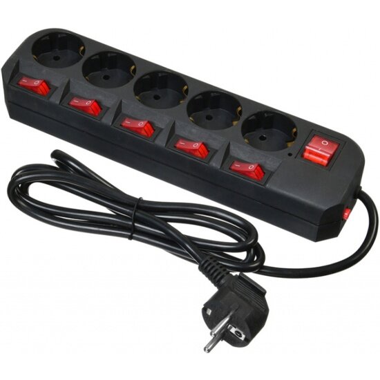 Buro 500SH-1.8-SW-B 1.8м (5 розеток) черный (коробка)