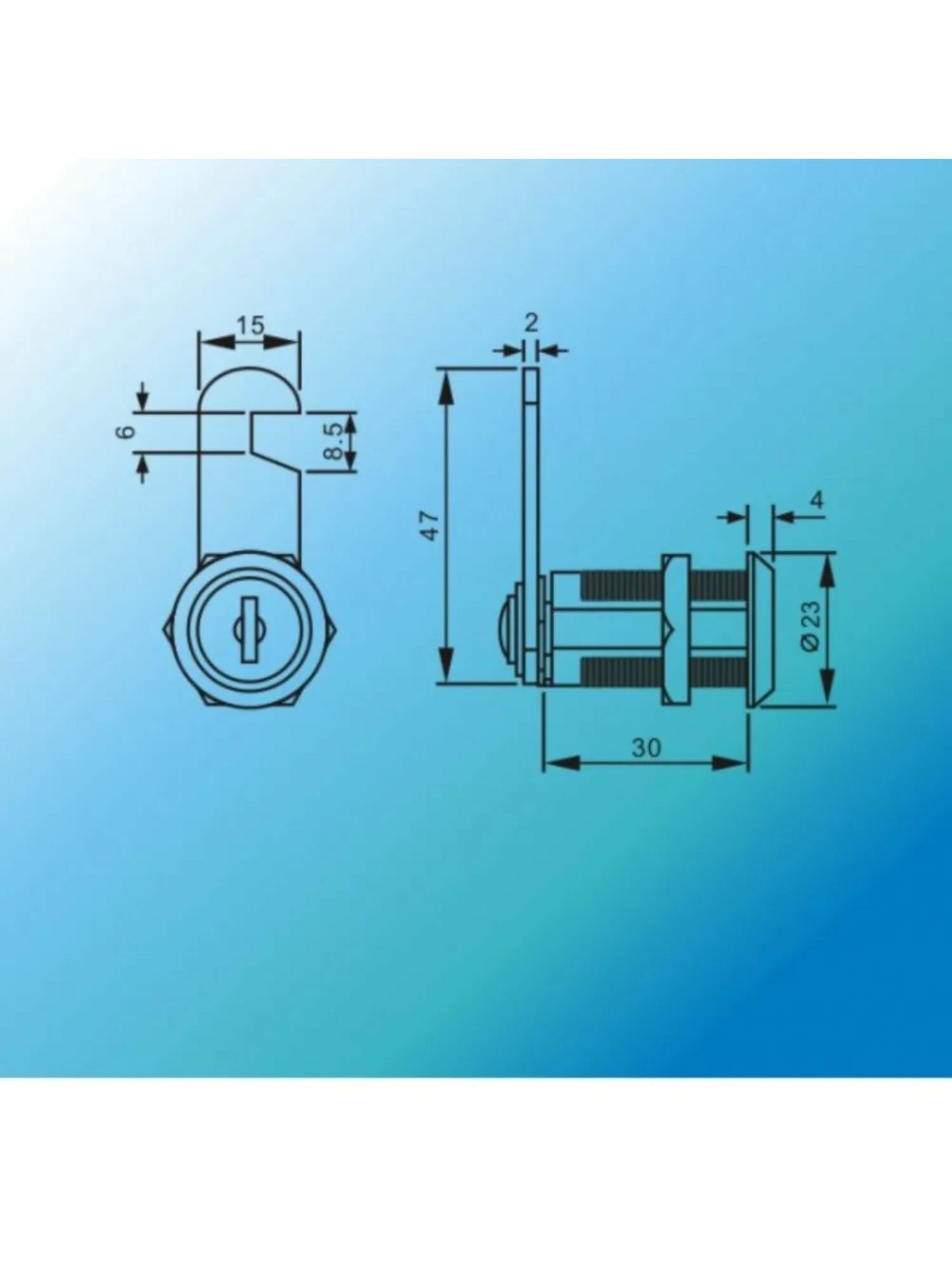 Почтовый замок CL1-16-S, 3 ключа, врезная часть 16 мм, d 16 мм — фото 1