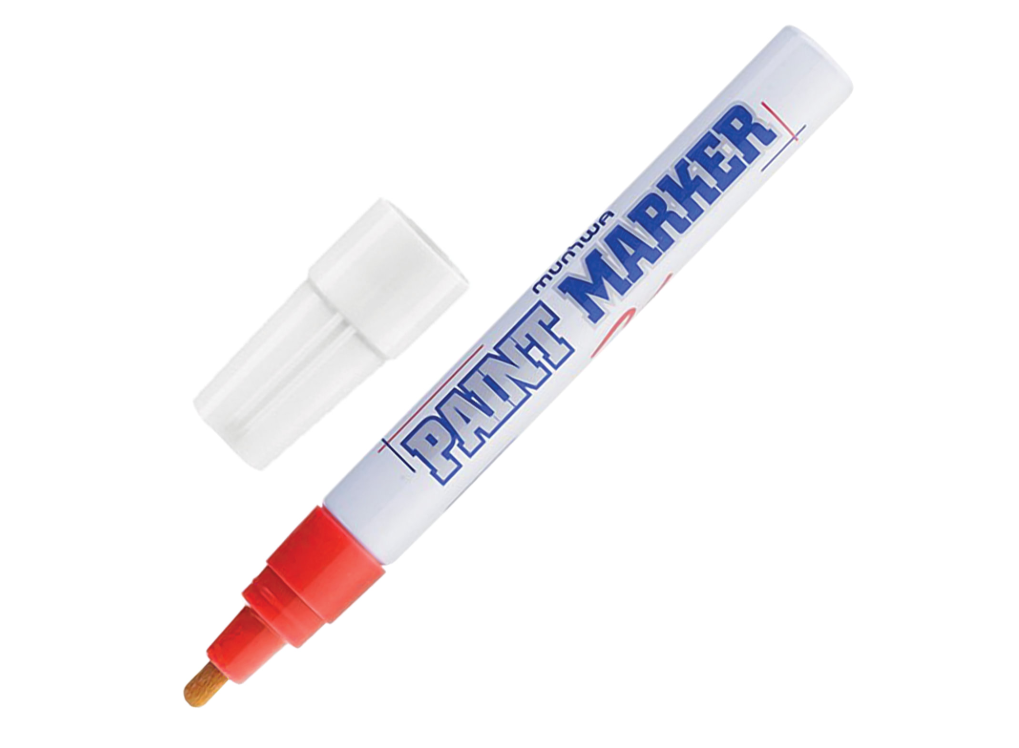 Маркер-краска лаковый (paint marker) MUNHWA 4 мм красный нитро-основа алюминиевый корпус PM-03