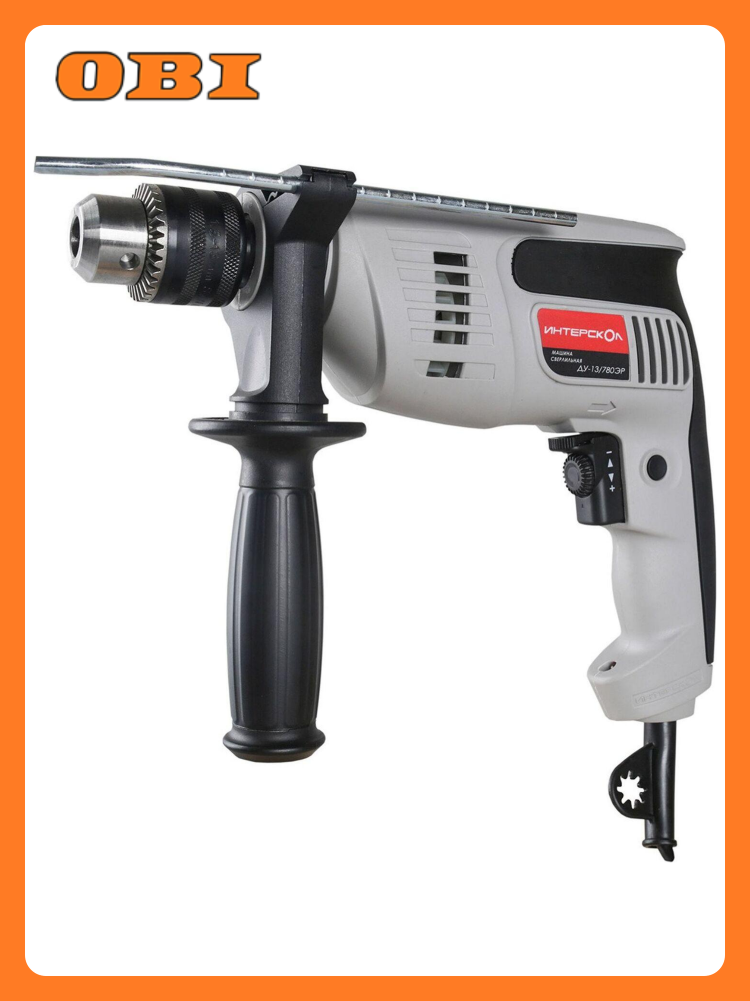 Дрель ИНТЕРСКОЛ 421.1.0.00 ДУ-13/780ЭР ударная мощность 780Вт ключевой патрон