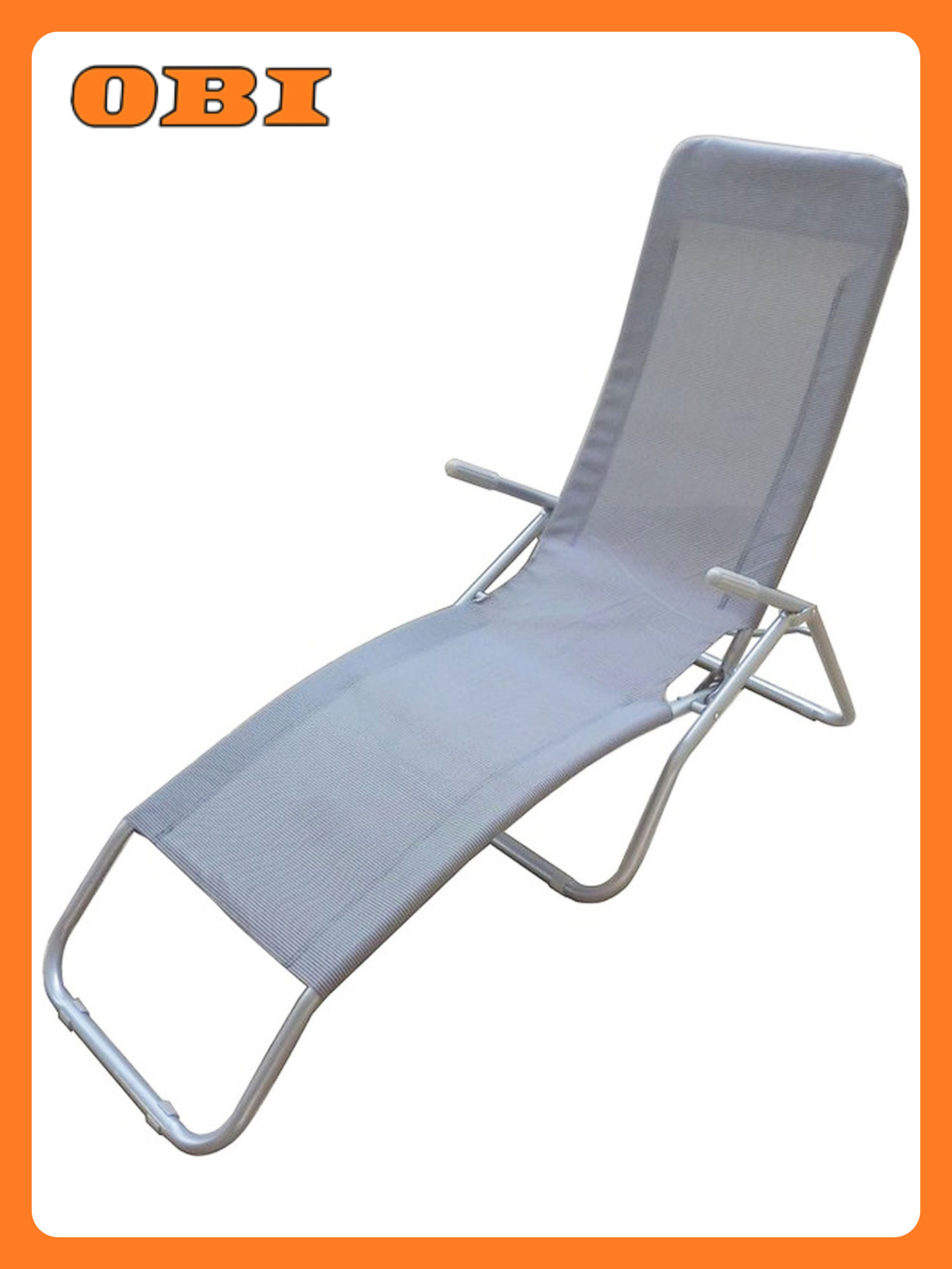 Шезлонг Tanguro складной серый металлический каркас с подлокотниками