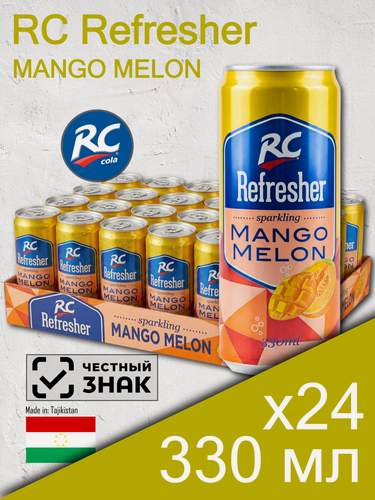 Изображение товара RC Refresher Mango Melon, 0.33 л, 24 шт, банка (Арсикола, Royal Crown, газированный напиток РС Свежий Манго Дыня, жб)