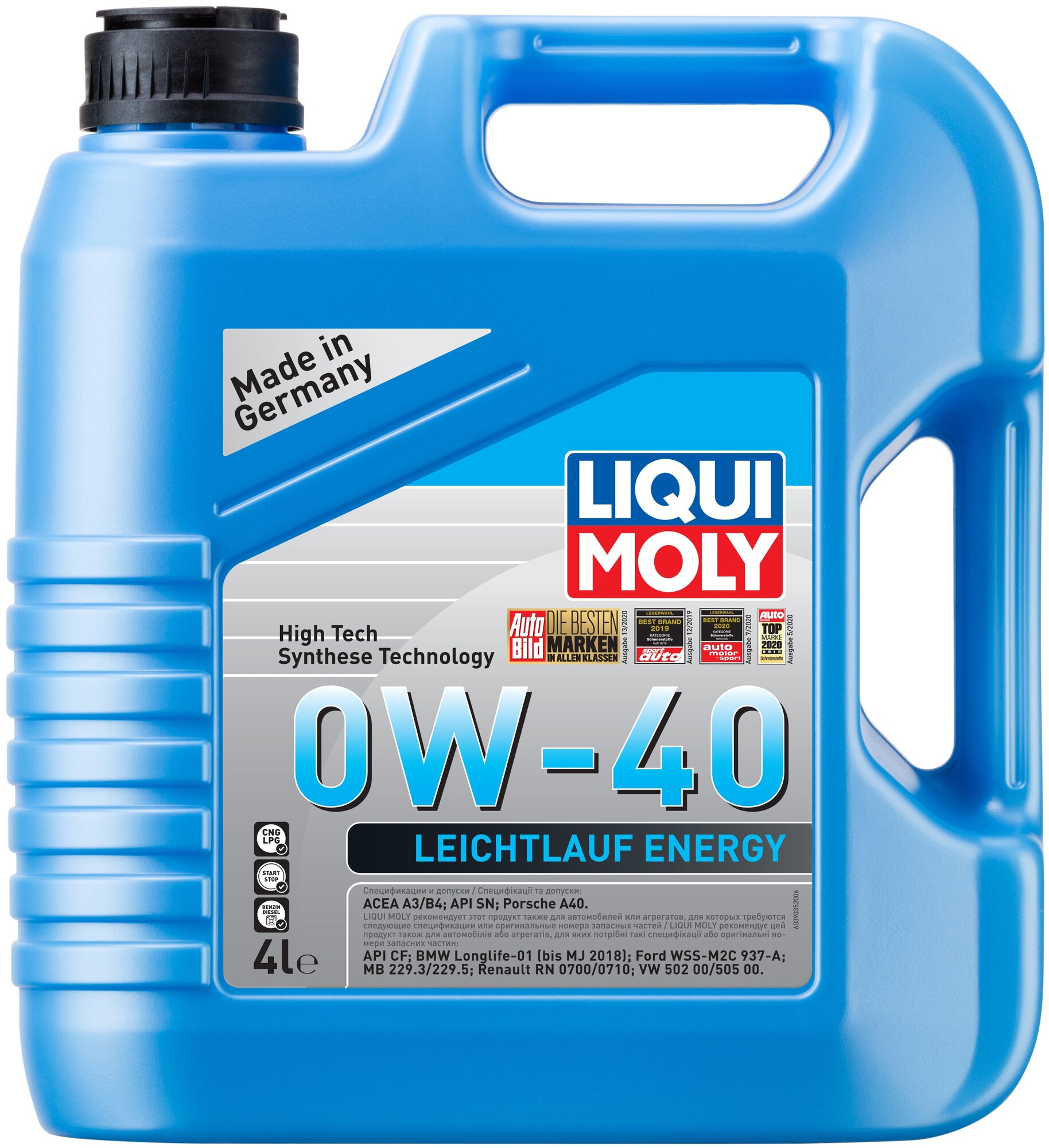 Полусинтетическое моторное масло LIQUI MOLY Leichtlauf Energy 0W-40