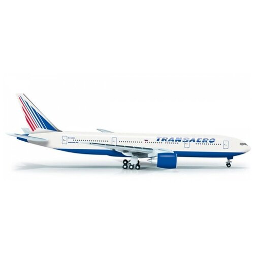 Самолет Herpa Transaero Airlines Boeing 777-200 (523561), 12.7 см, белый