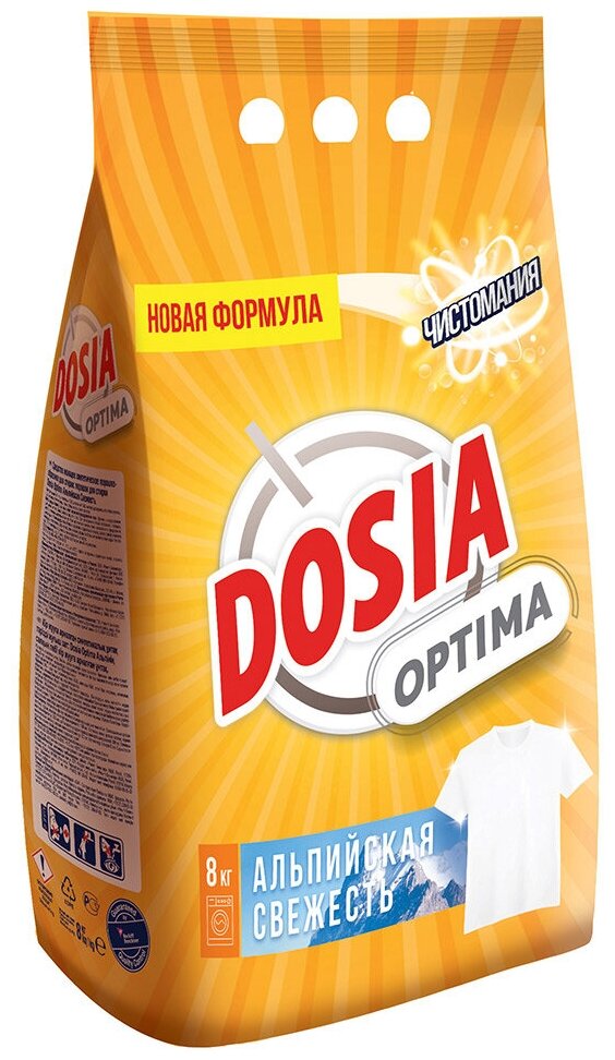 Стиральный порошок Dosia Optima Альпийская свежесть 8 кг пластиковый пакет
