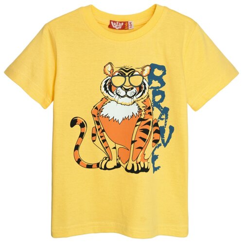 фото 52189 футболка для мальчика желтый, размер 116-60 let's go