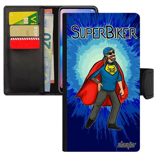 фото Чехол книжка на смартфон galaxy s7, "супербайкер" комикс рисунок utaupia