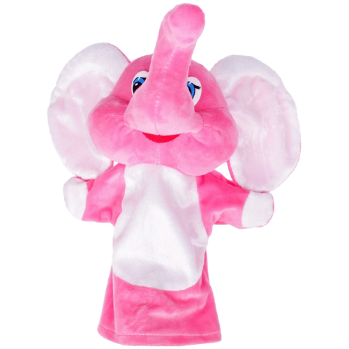 Бока Кукла на руку Слон 30 см (1907) розовый/белый