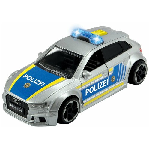 Полицейский автомобиль Dickie Toys полицейский Audi RS3 (3713011) 1:32, 15 см, серебристый/синий школьный автобус со светом и звуком dickie toys 3302017