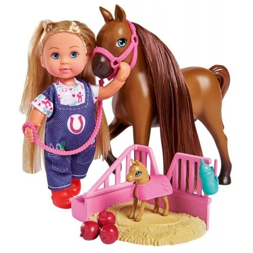 Набор Simba Еви с беременной лошадкой, 12 см, 5733487 бежевый кукла еви в супермаркете 12см