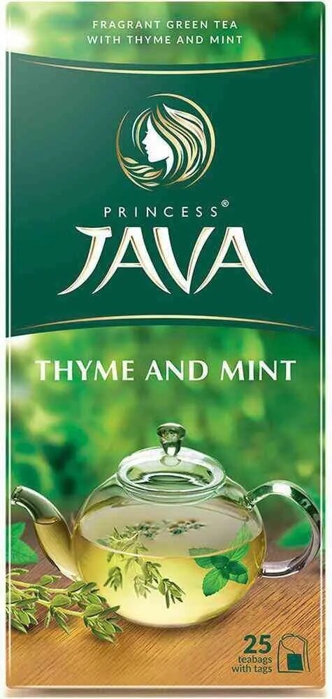 Чай зеленый Принцесса Ява, чабрец и мята, 4 упаковки по 25 пакетиков - фотография № 4