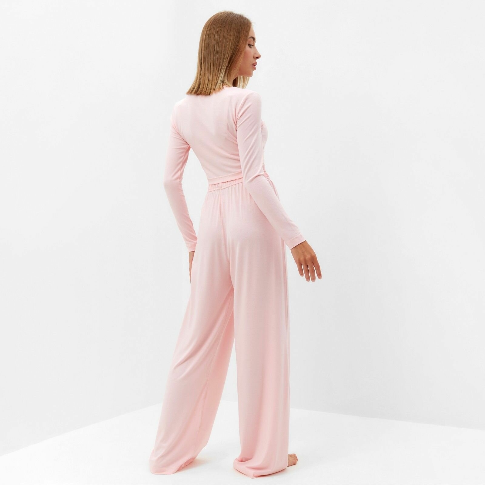 Комплект женский (лонгслив, брюки) MINAKU: Home collection цвет розовый, р-р 48 - фотография № 4