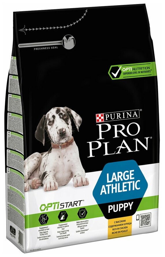 PRO PLAN OPTISTART PUPPY LARGE ATHLETIC для щенков крупных пород атлетического телосложения с курицей и рисом (3 + 3 кг)